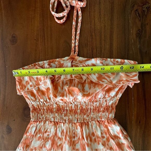 Mudd Beautiful orange/white tribal print halter maxi dress  EUC SZ M - Picture 3 of 9